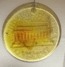 Blenko Glass Suncatcher - Penny  "Tails" - Tangerine