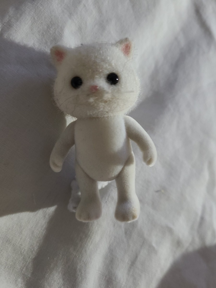 Calico Critters Loose White Cat Fuzzy Face Tail Figure No Clothes