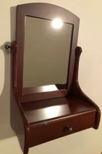 VANITY CHEVAL MIRROR with DRAWER, DRESSER/TABLETOP Cherry Finish, Thomas Pacconi