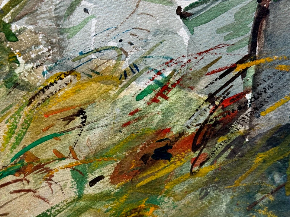 STEVENS SIGNED WATERCOLOR PAINTING MAINE LOBSTER CRAB FISHING TRAPS BUOY MARINA - Image 4 of 4