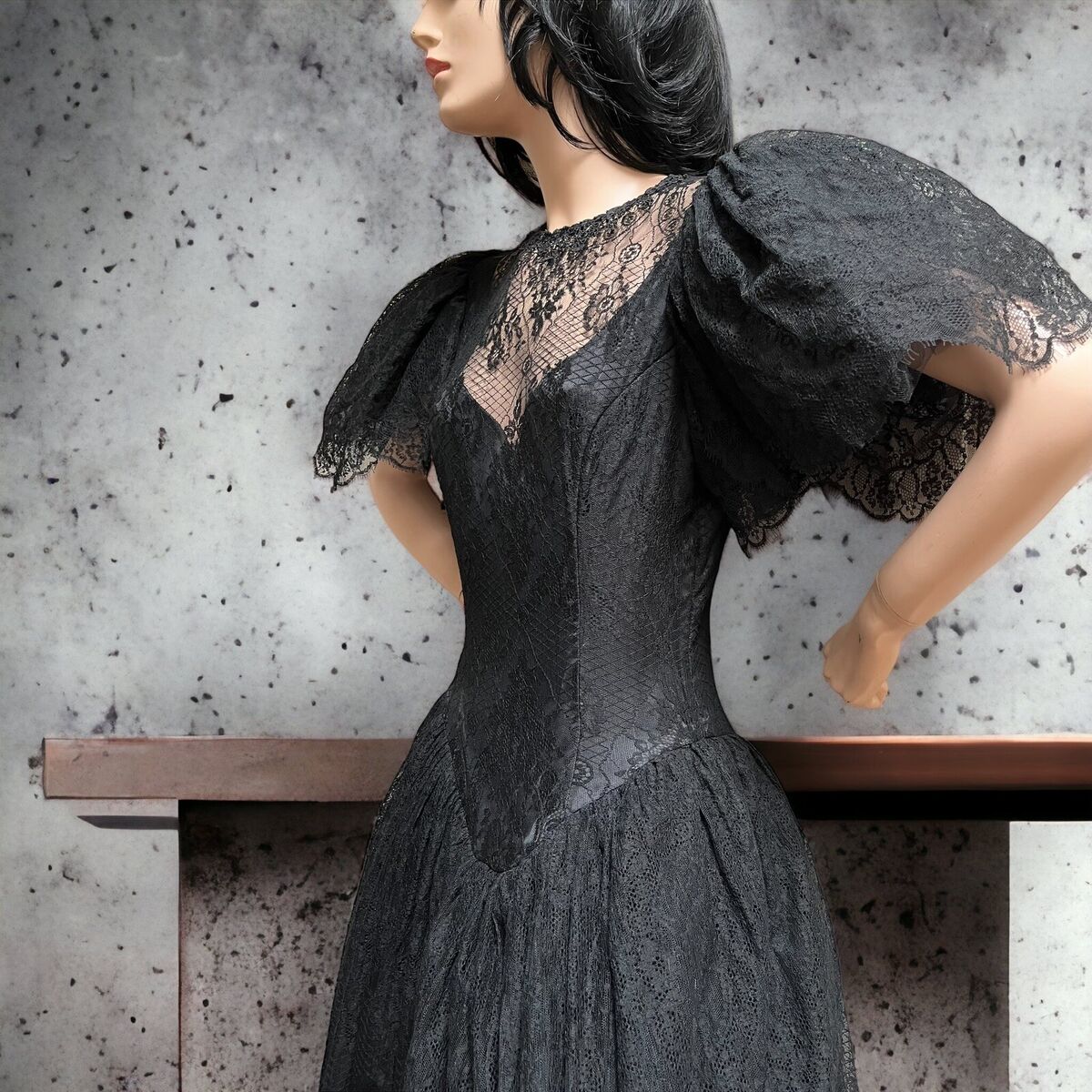 NEW VTG Dress McClintock GUNNE SAX BLACK Lace Deadstock SZ NEW VTG Dress McClintock GUNNE SAX BLACK Lace Deadstock SZ