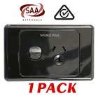 1 x Single 10AMP Power Point GPO - DOUBLE POLE - BLACK Electrical - SAA