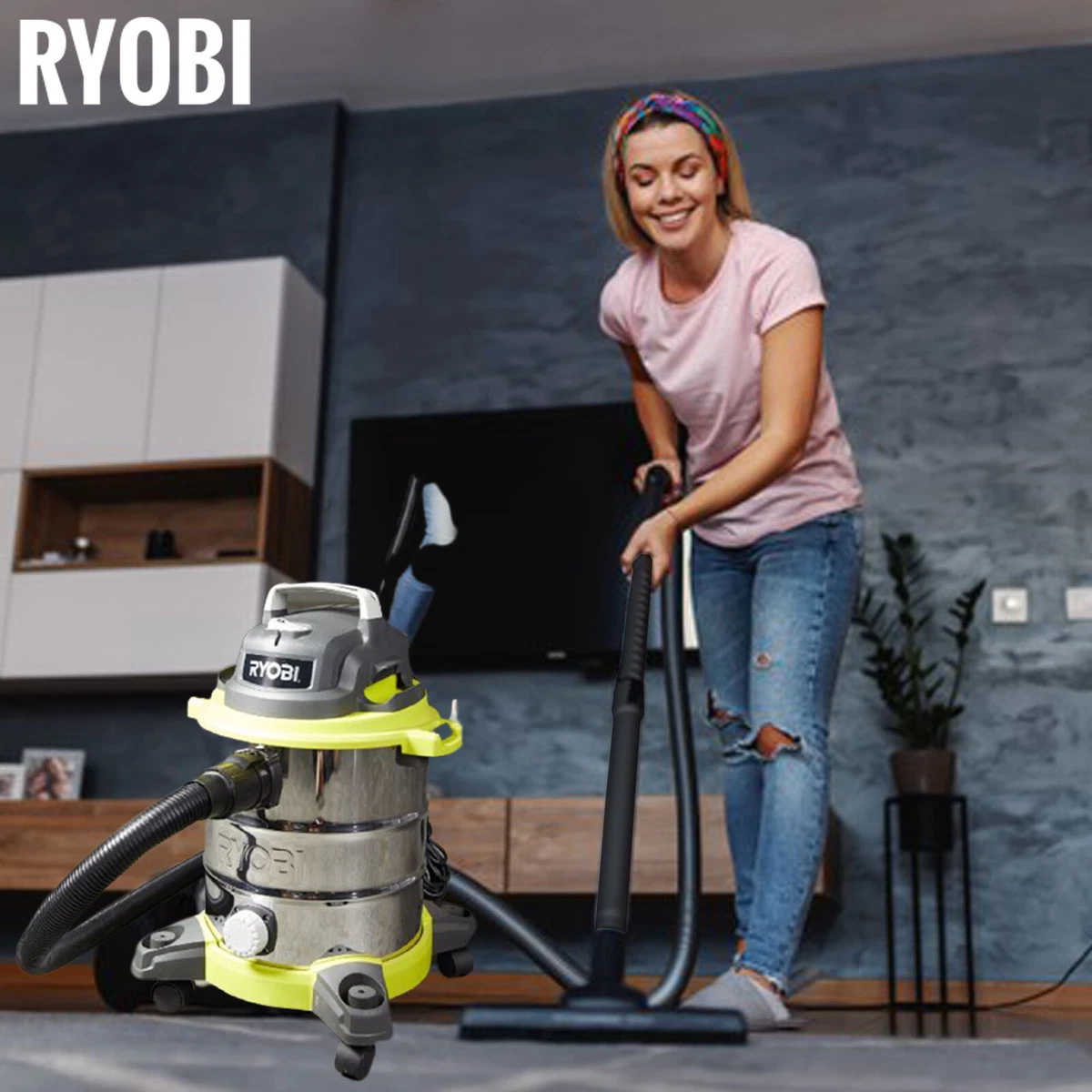 Ryobi 1400w 60l stainless 2024 steel wet and dry vacuum