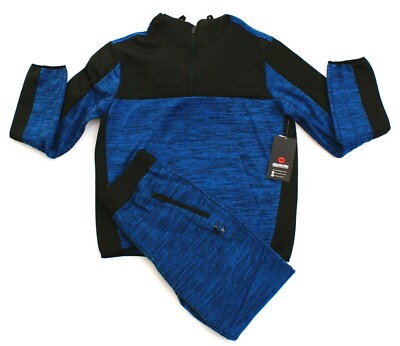 Akademiks Blue & Black 1/4 Zip Hoodie and Pants Set Youth Boy's Medium M NWT