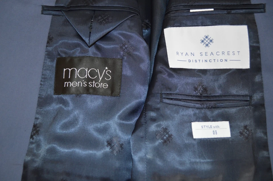 NUEVO CON ETIQUETAS Ryan Seacrest Hombre/Niño Dos Botones Azul Sólido Blazer Chaqueta Abrigo Deportivo 36S Foto 4 de 4