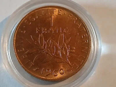1 franc 1960 doré à l'or fin - Photo 1/2
