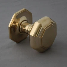 Large Georgian Brass Octagonal Door Pull