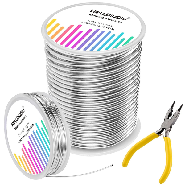 Aluminiumdraht Set 2Mm 25M + 1Mm 10M Mit Zange Basteldraht Schmuck DIY-image