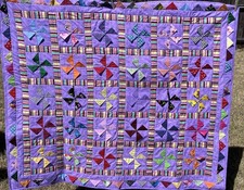 Handmade Reversible Quilt 46x54 Purple Pinwheel Blanket Butterfly Back