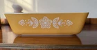 Vintage Pyrex Gold Butterfly Milk Glass Refrigerator Dish 1 1/2 Quart  No Lid