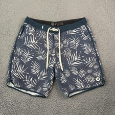 Vuori Cruise Board Shorts Mens 33 Blue Leaves Swim Trunks 4-Way Stretch V314