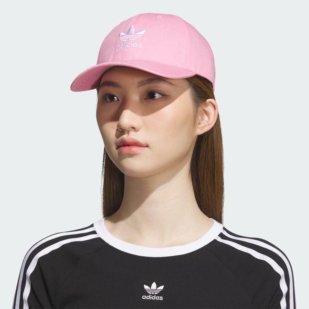 Adidas Originals Trefoil Women's Relaxed Hat Cap STRAPBACK  Pink Glow White Logo