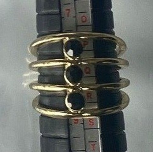 3 Stone Stackable Ring Yellow Gold  tone Size 8 - image 1