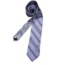 Bloomingdale's Men's Silk Neck Tie Lavender Blue Striped Designer NWT