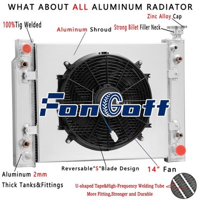 4Row Radiator Shroud Fan Fit 88-93 Chevy GMC C1500 C2500 C3500 K1500 K2500 K3500