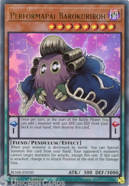 BLMR-EN030 Performapal Barokuriboh :: Ultra Rare 1st Edition Mint YuGiOh Card