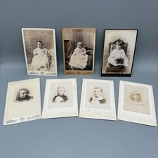 ANTIQUE Victorian 7 Cabinet Card Photos Cute Poses Babies  Children Furniture