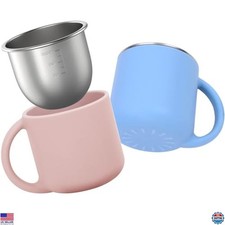 2-Pack 2-IN-1 Toddler Cups - Durable Stainless Steel  Silicone Training Cups
