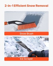Snow Brush And Ice Scrapers For Car Windshield, 27-inch Aluminum Snow Scraper Re
