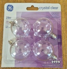GE 4 pack 25-Watt Crystal Clear G16.5 Globe Light Bulbs NEW