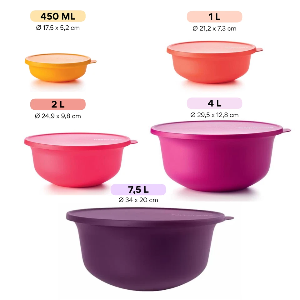 Tupperware Aloha Einz. 450ml 1L 2L 4L 7,5L 12L Tassen Becher Salatschüssel Peng - Bild 4 von 4