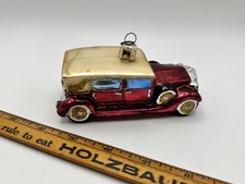 Vintage Glass Touring Classic Car Christmas Ornament Red