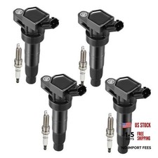 4 Ignition Coils Pack 4 Spark Plug Kit Fix Misfires for Hyundai UF611 XP6203