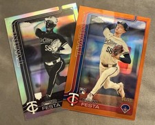 2025 Topps Chrome David Festa #156 Orange /25 & Negative Refractor Card - Twins