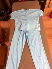 Cherokee Workwear Unisex Scrub Set M Blue Solid Polyester Twill 4200