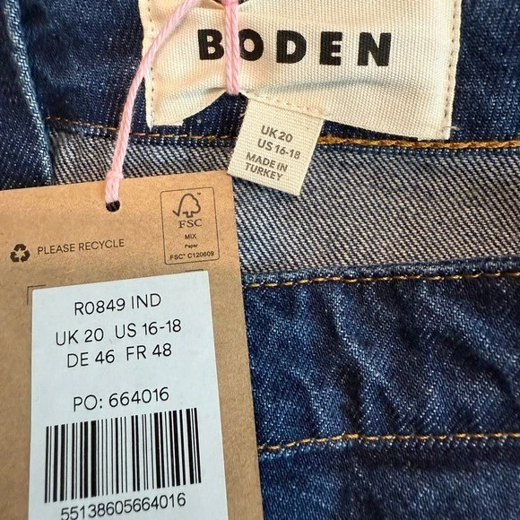 Boden 牛仔中裙打褶深水洗全 A 字拉链女式 US 16-18 — 第 4/4 张图片