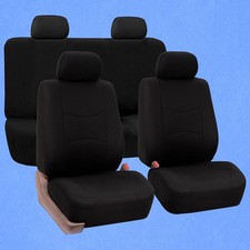 Nuevo Juego Completo Funda Asiento Coche Negra Tela Poliéster Alfombrilla Protector Asiento Delantero Trasero