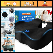 Thick XL Seat Cushion for Office Chair  Car Seat, Ergonomic Comfort, Black