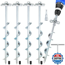 Ciyivak Ground Anchors Screw In 4 Pack Spiral Tent Stakes Heavy Duty Drill
