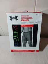 Under Armour 3 Pack Performance Tech 6" Boxerjock SZ Med Boxer Briefs Black