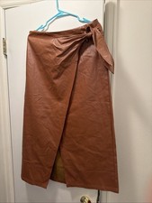SHEIN Faux Camel Leather Wrap Skirt L