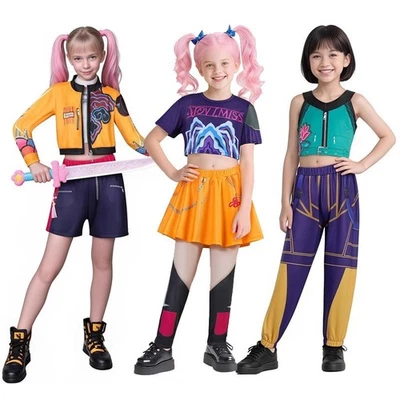 Kids Girls K-Pop Demon Hunters Rumi Mira Zoey Cosplay Costume Fancy Dress Outfit