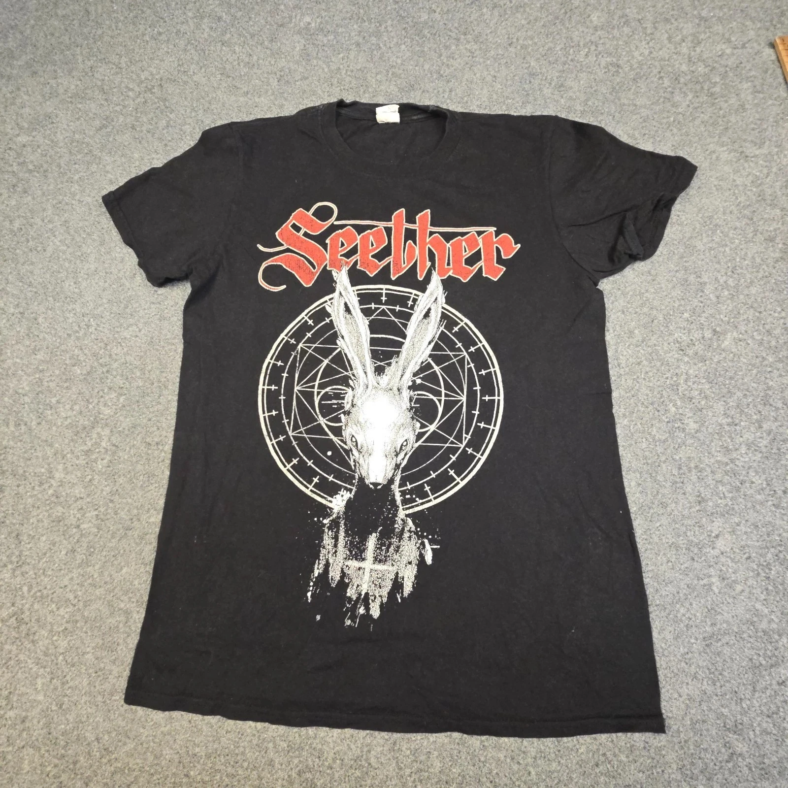 Seether Shirt Mens MEDIUM Black Short Sleeve Poison the Parish tour 2018 Size M
