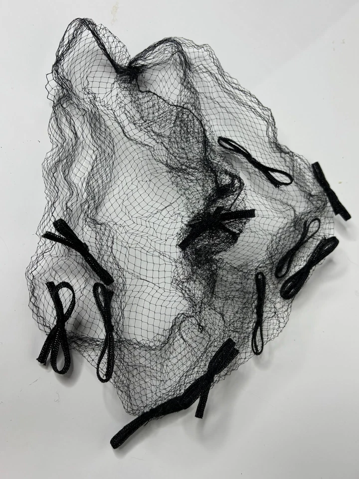 古董黑色网网网哀悼面纱遮发头饰蝴蝶结贴花 — 第 2/4 张图片