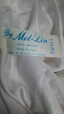 Mel-Lin Vintage 70er Jahre Unterrock weiß Nylon Spitzenbesatz knielang Small