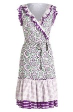 SZ 8 Diane von Furstenberg Judette Green Purple Mixe Print Wrap Dress NWT $398