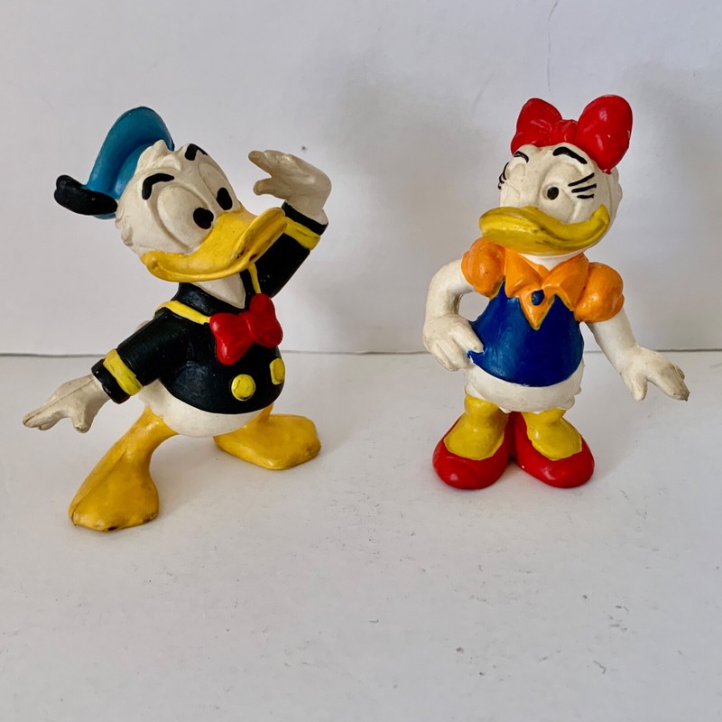 Vintage - Walt Disney Production - Donald & Daisy Duck - Bully Figurines 2.5"