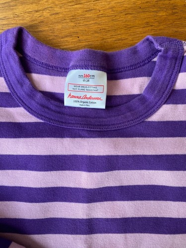 Hanna Andersson Pajamas Striped Kids Size 14 160 Purple - Picture 4 of 4