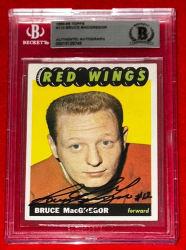 1965-66 Topps 110 Bruce MacGregor Signed Card BAS Beckett Auto Red Wings