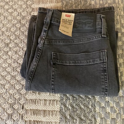 Levis Womens Jeans 31 Black Mile High Slim Trough Hip & Thigh Wide Leg W28 L27@