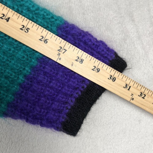 VTG CAROLE LITTLE Kid Mohair Blend Sweater Women's L Stripe Oversized Fuzzy 90s - Picture 10 of 10