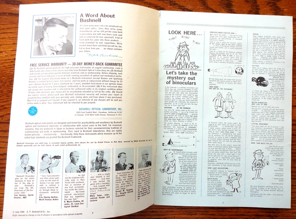 1966 ORIGINAL BUSHNELL CATALOG*Binoculars/Scopes/Glasses*NEW - Image 3 of 4