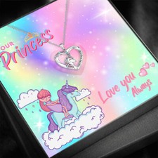 Gift for daughter, Granddaughter, princess heart Unicorn Style Necklace