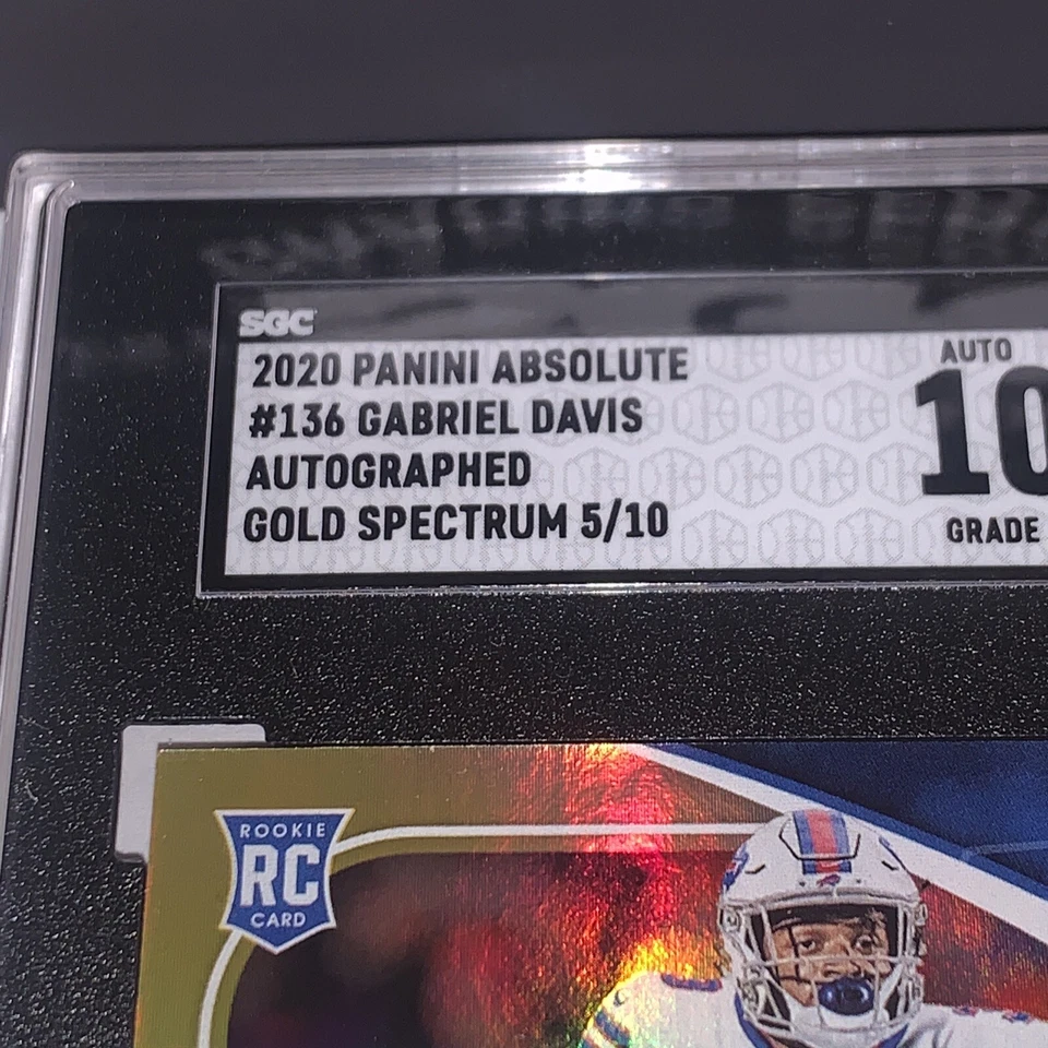 2020 Panini Absolute Gold Spectrum #136 Gabriel Davis #5/10 SGC 9/ 10 Auto - Image 3 of 4