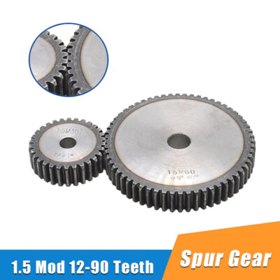 1.5 Mod 12-90 Teeth Spur Gear Transmission Gears Pinion 45# Steel Thickness 15mm