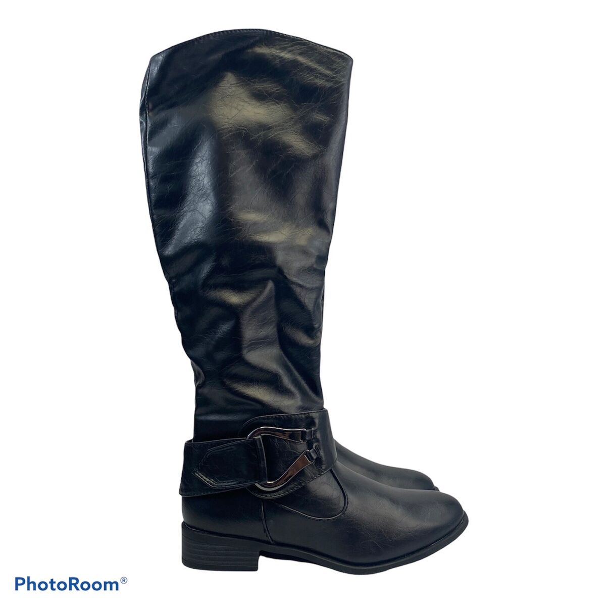Bamboo Faux Leather Boots Black Flat Heels Asiana Tux Fur Bamboo Faux Leather Boots Black Flat Heels Asiana Tux Fur